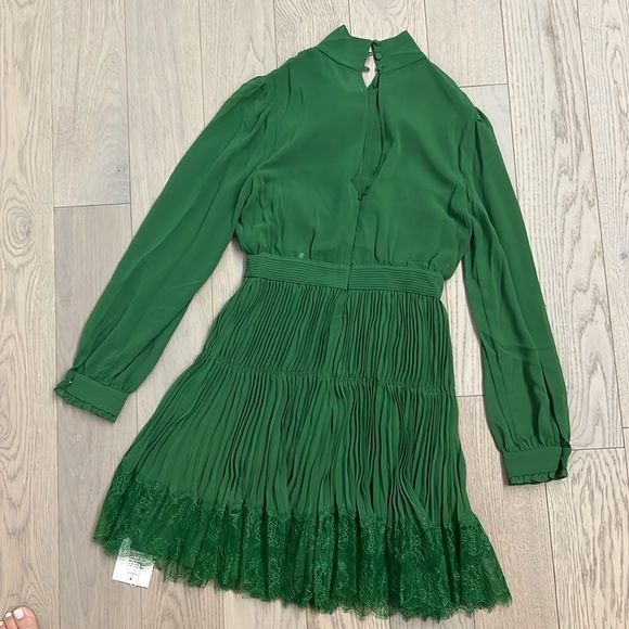 NWT Self-Portrait Green Chiffon Mini Dress, , UK 8/US 4 - Picture 9 of 10